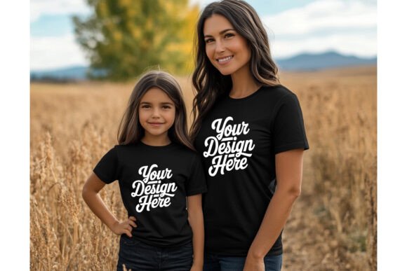 Mommy and Me Matching Black Shirt Mockup